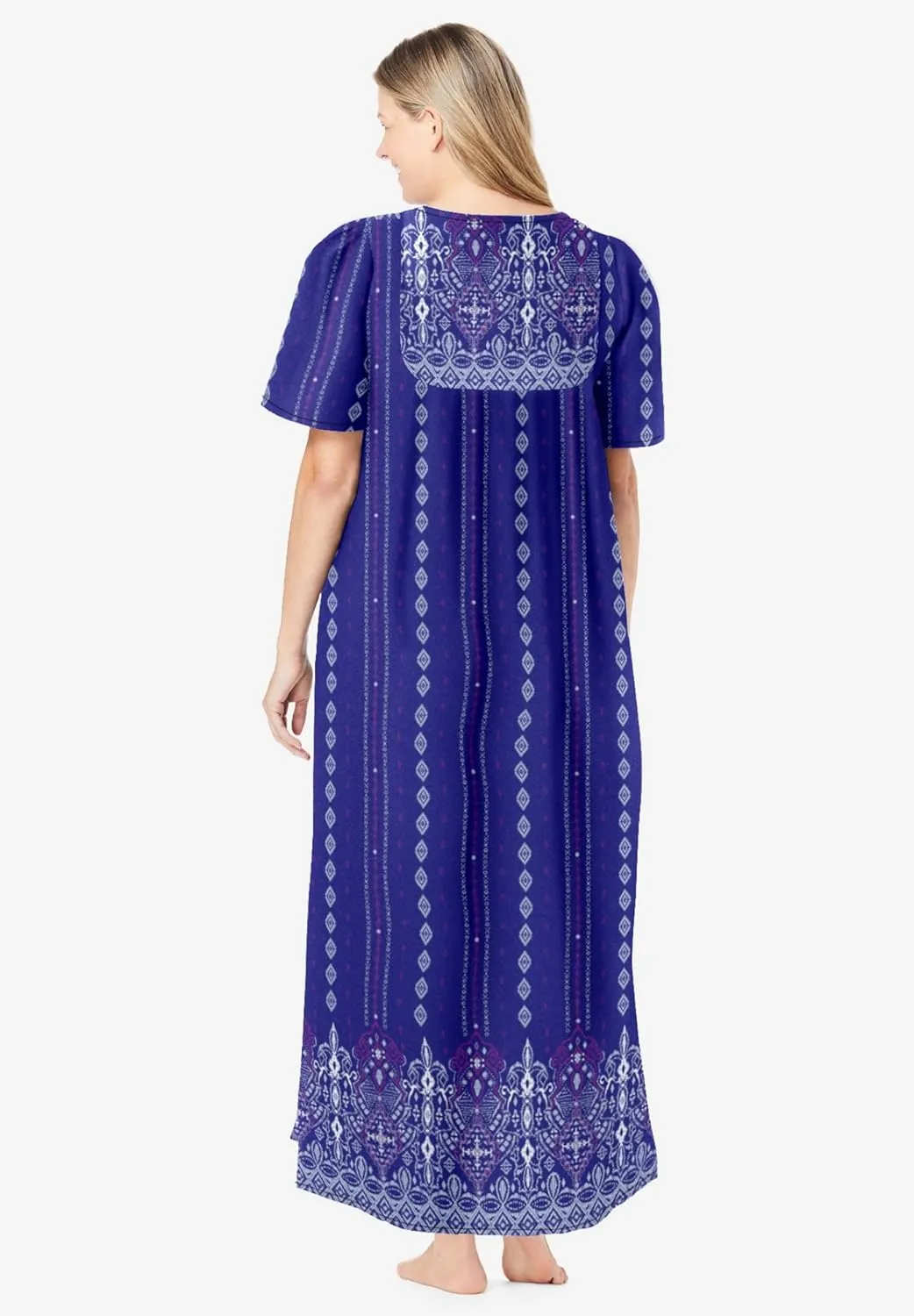 Only Necessities Women's Plus Size Bib Front Lounger House Dress, Nightgown