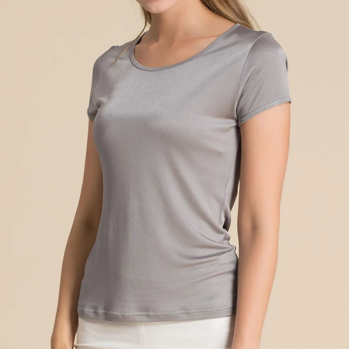 Paradise Silk Pure Silk Knitted Women's Round Neck Short Sleeve Tee