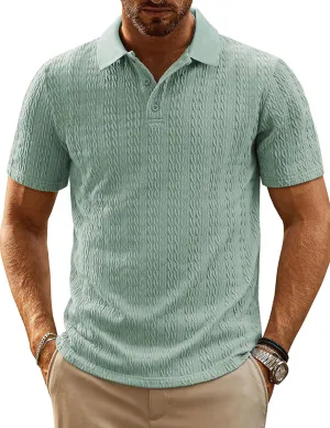 PJ PAUL JONES Mens Polo Shirts Short Sleeve Casual Collared Shirts Textured Stretchy Golf Shirts