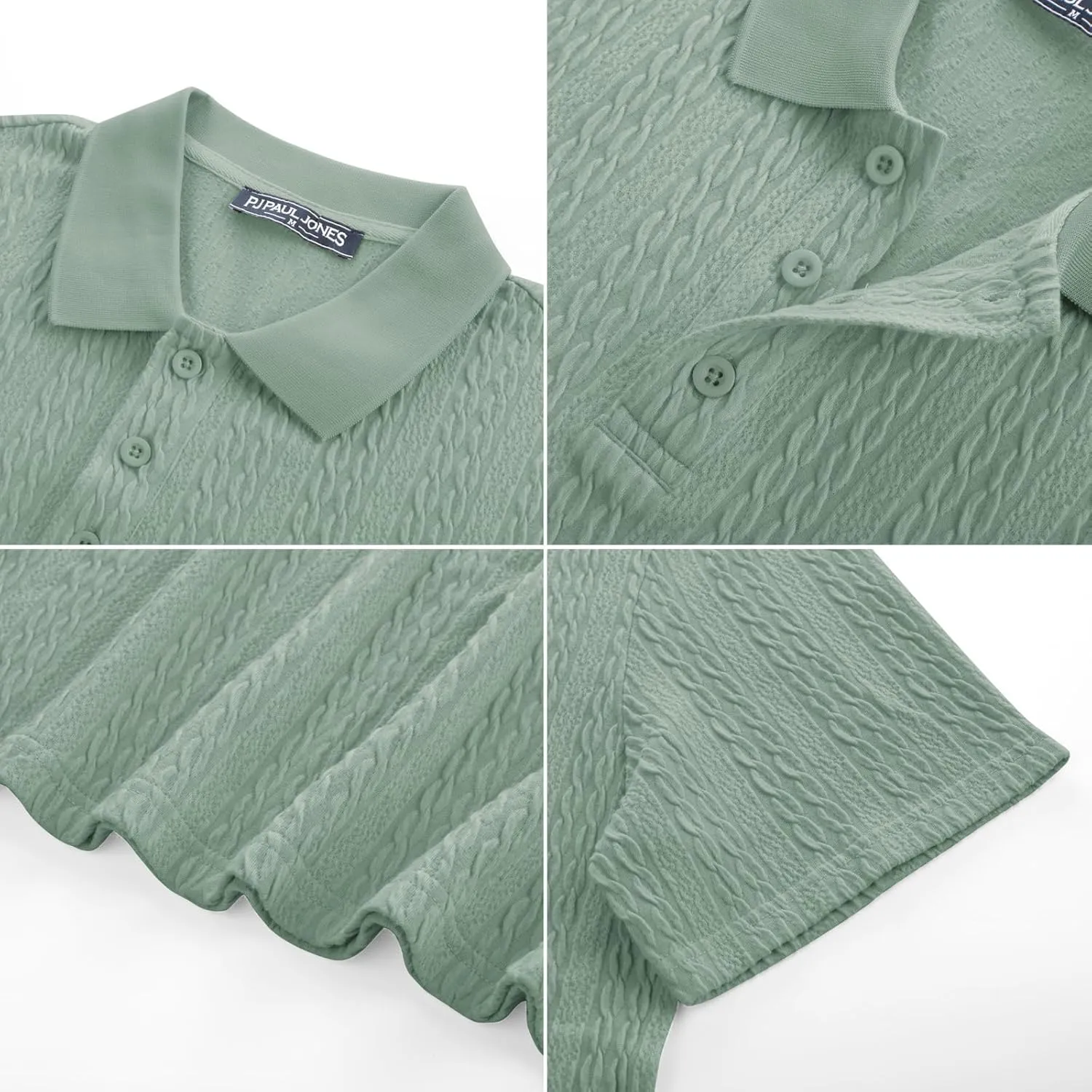 PJ PAUL JONES Mens Polo Shirts Short Sleeve Casual Collared Shirts Textured Stretchy Golf Shirts