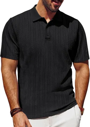 PJ PAUL JONES Mens Polo Shirts Short Sleeve Fashion Textured Polo Shirt Regular Fit Stretchy Golf Shirts