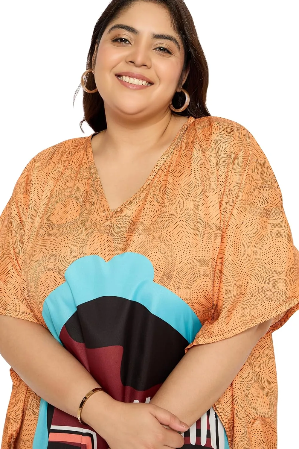 Plus Size Women Kaftan Dress Kimono Sleeve Casual Maxi Dresses Beach Cover Up for Ladies