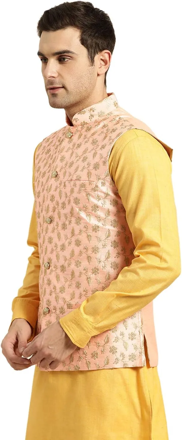 Sojanya (Since 1958 Men'S Silk Blend, Embroidered Nehru Jacket