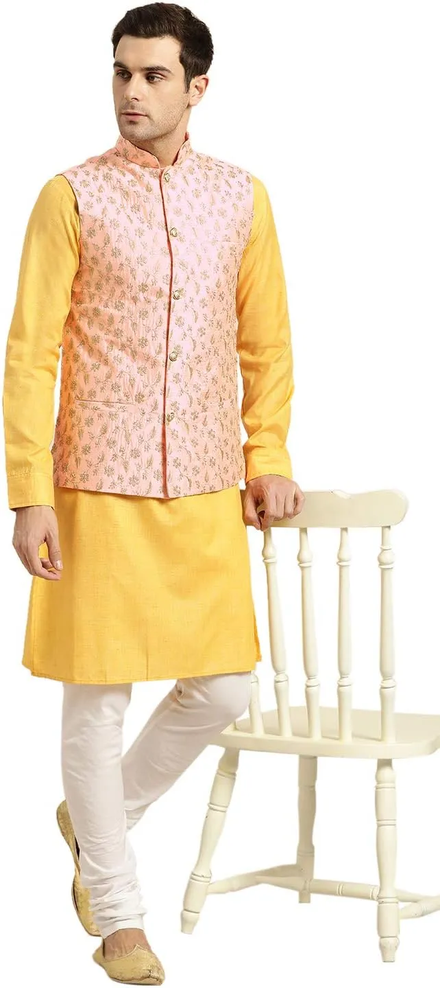 Sojanya (Since 1958 Men'S Silk Blend, Embroidered Nehru Jacket
