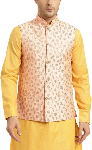 Sojanya (Since 1958 Men'S Silk Blend, Embroidered Nehru Jacket