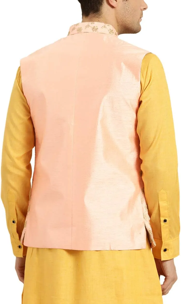 Sojanya (Since 1958 Men'S Silk Blend, Embroidered Nehru Jacket