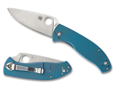 Spyderco Tenacious Titanium Framelock 3.35" Satin 8Cr13MoV Blue Titanium Handles C122TIBLP