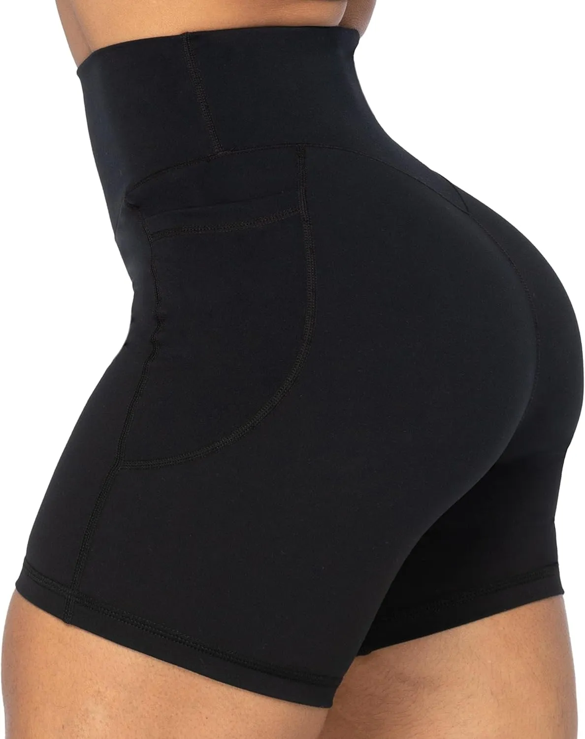 Sunzel No Front Seam Biker Shorts for Women with Pockets, Yoga Workout Gym Bike Shorts with Tummy Control