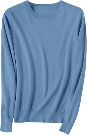 Wkishenl Cashmere Sweaters for Women Long Sleeve Crewneck/V-Neck Knit Pullover Classic Solid Shirts Fall Fashion Clothes 2025