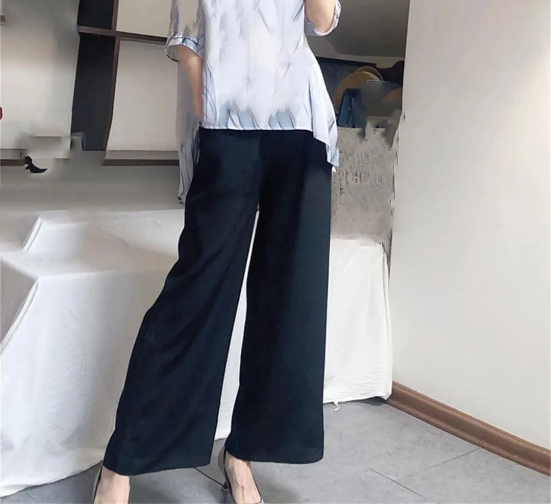 Women's Silk Thin Loose Wide Leg Trousers