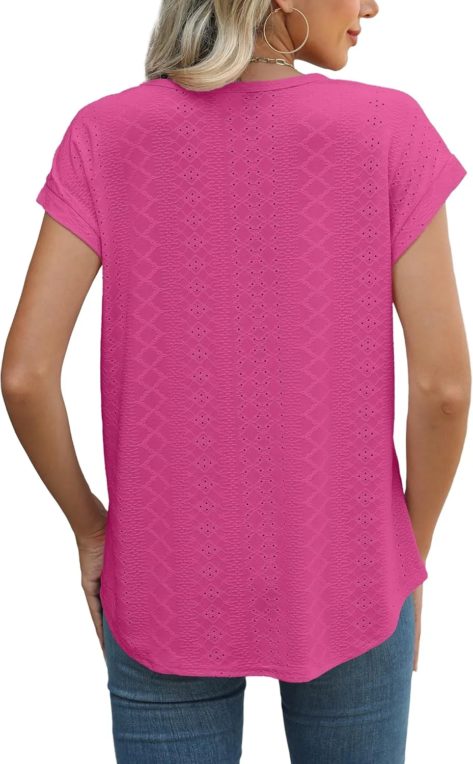 XIEERDUO Womens Tops Short Sleeve Shirts Blouses for Women Dressy Casual Cap Sleeve Tops with Curved Hem