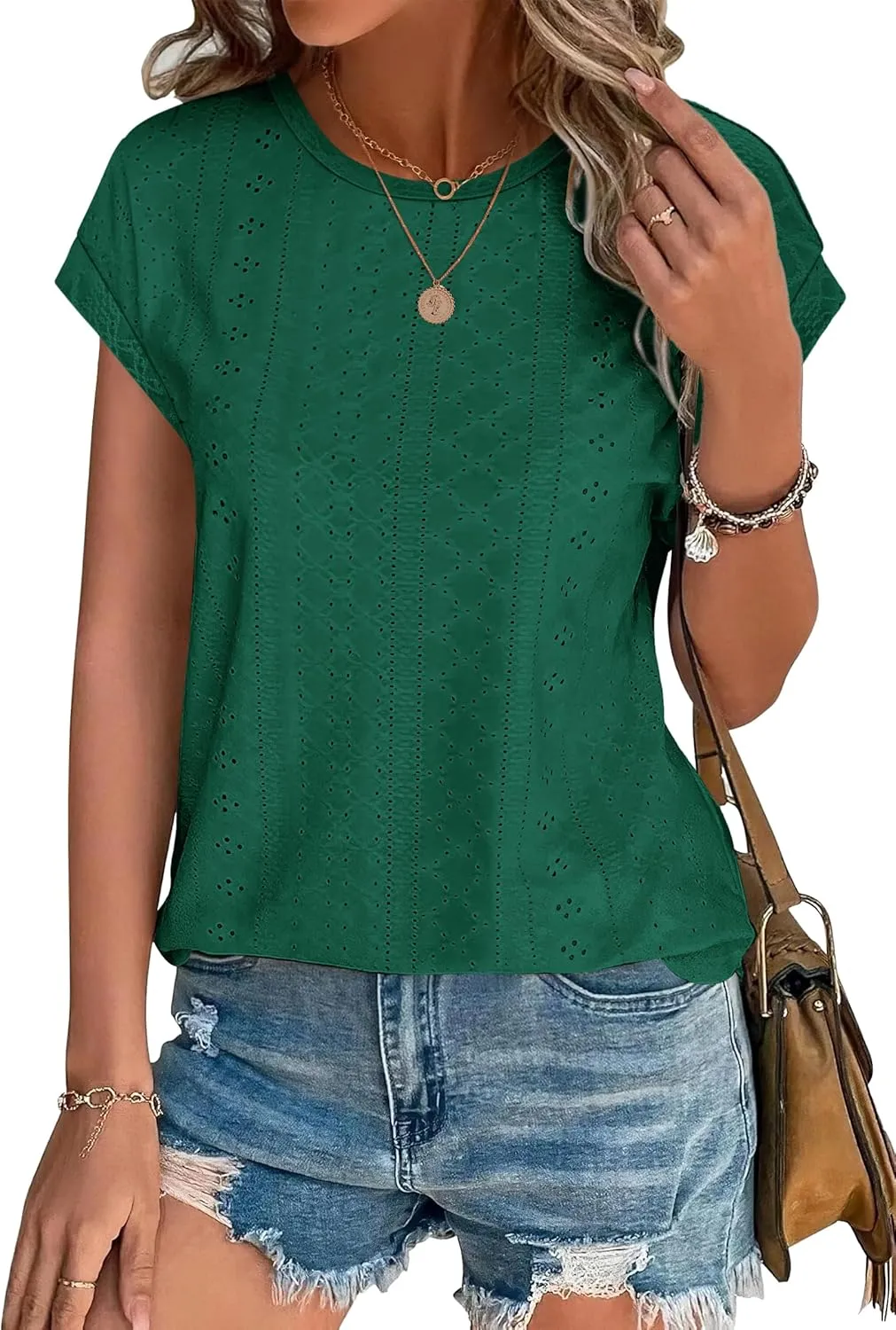XIEERDUO Womens Tops Short Sleeve Shirts Blouses for Women Dressy Casual Cap Sleeve Tops with Curved Hem