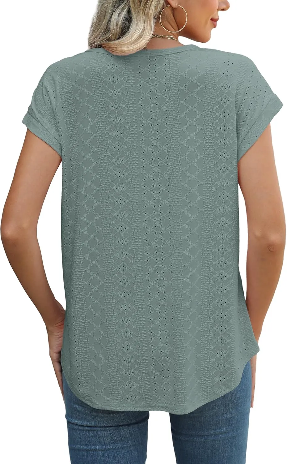 XIEERDUO Womens Tops Short Sleeve Shirts Blouses for Women Dressy Casual Cap Sleeve Tops with Curved Hem
